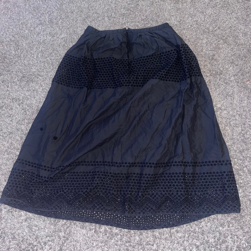 Madewell Black Eyelet Cotton Midi Skirt A2714 Size 2 - Picture 2 of 5